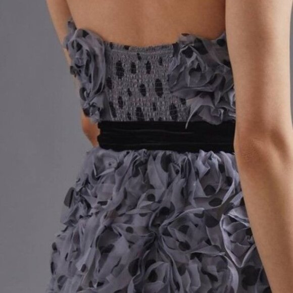 Anthropologie Geisha Designs Appliqued Tulle Strapless Midi Dress - Picture 7 of 11